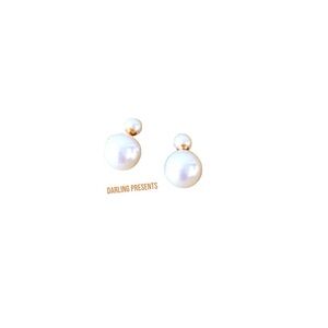 PEARL DOUBLE SIDED STUD EARRINGS WOMEN GOLD